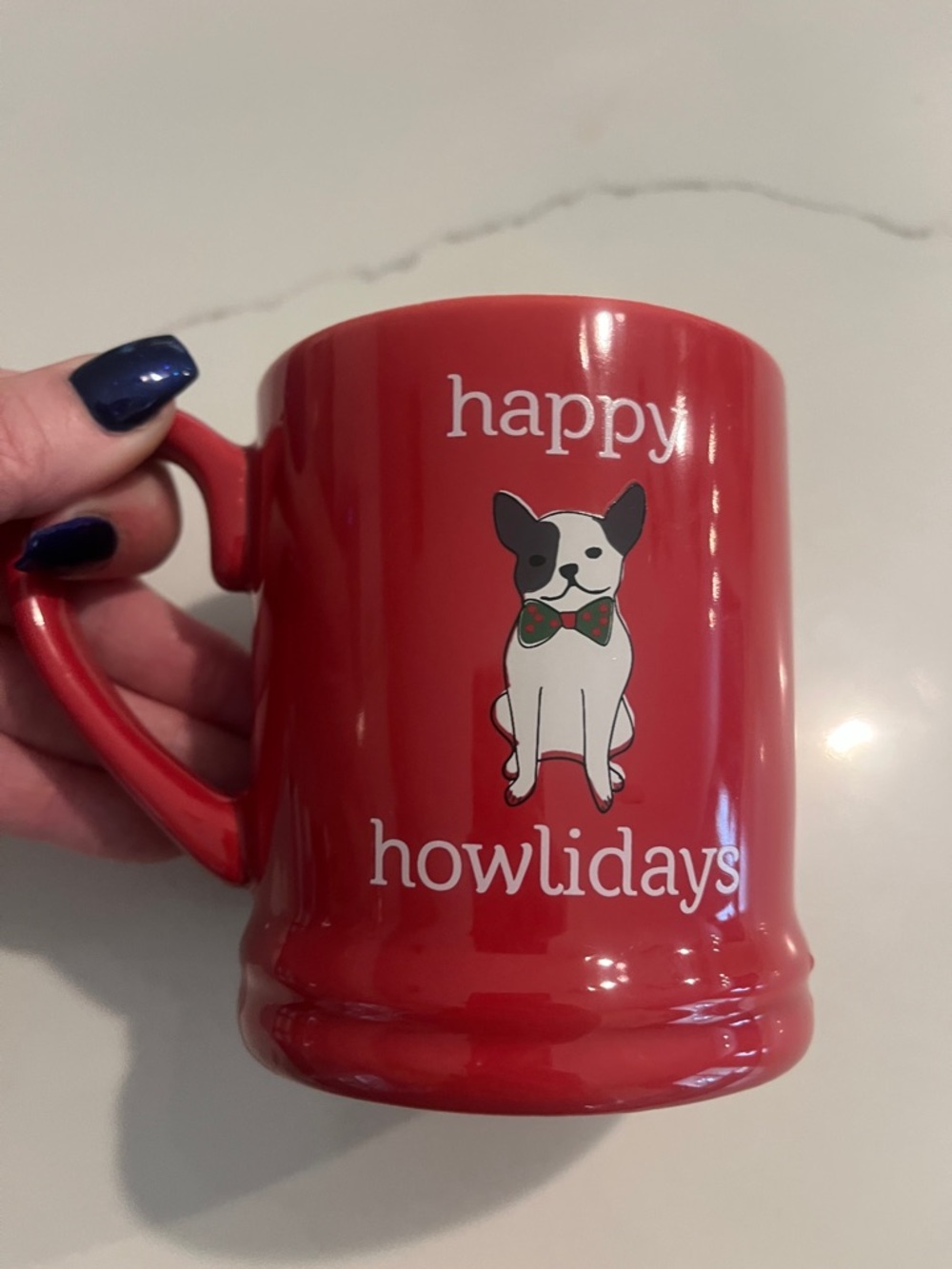 Threshold Red Ceramic Mug with Boston Terrier Happy Howlidays coffee ☕️